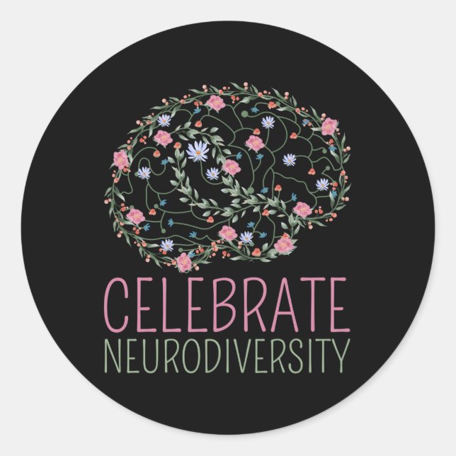 Pegatina Redonda Símbolo de autismo infinito celebra la neurodivers (Anverso)