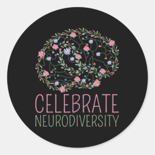 Pegatina Redonda Símbolo de autismo infinito celebra la neurodivers