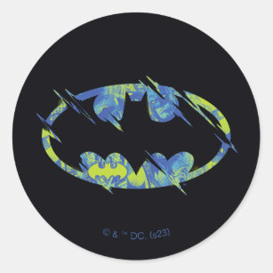 Pegatina Redonda Símbolo de Batman eléctrico hacia arriba