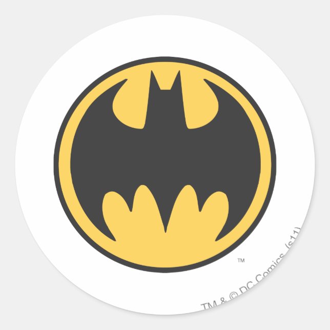 Pegatina Redonda Símbolo de Batman | Logo del Círculo Amarillo oscu (Anverso)