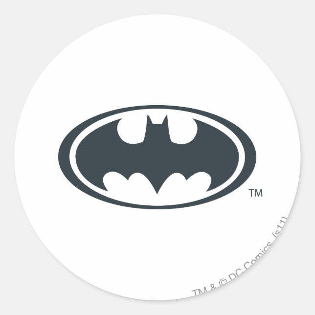 Pegatina Redonda Símbolo de Batman | Logo en blanco y negro (Anverso)