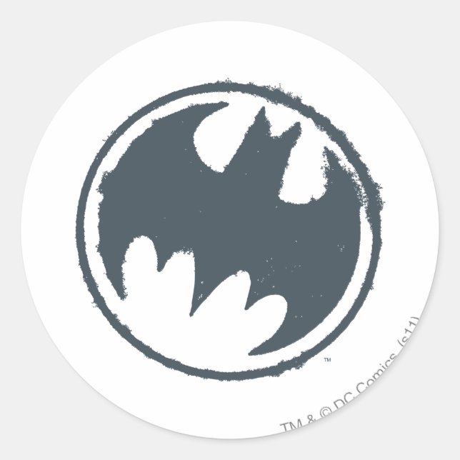 Pegatina Redonda Símbolo de Batman | Logo gris (Anverso)