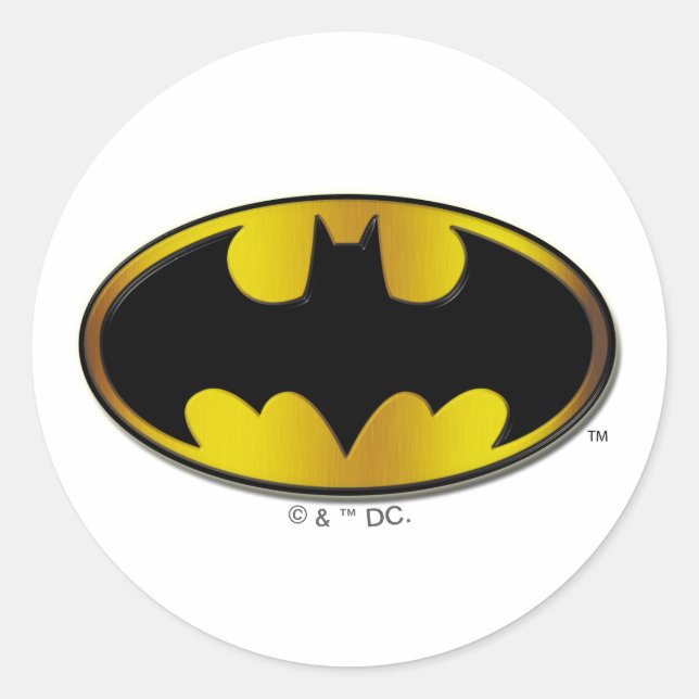 Pegatina Redonda Símbolo de Batman | Logotipo de degradado ovalado (Anverso)