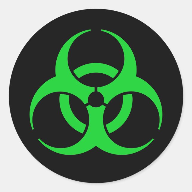 Pegatina Redonda Símbolo de biohazard verde (Anverso)