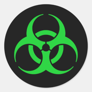 Pegatina Redonda Símbolo de biohazard verde