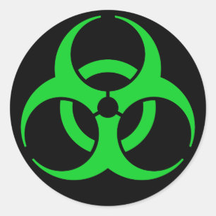 Pegatina Redonda Símbolo de biohazard verde