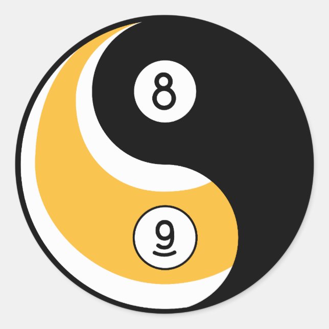 Pegatina Redonda Símbolo de bola Yin Yang 8 Ball 9 - juego de billa (Anverso)