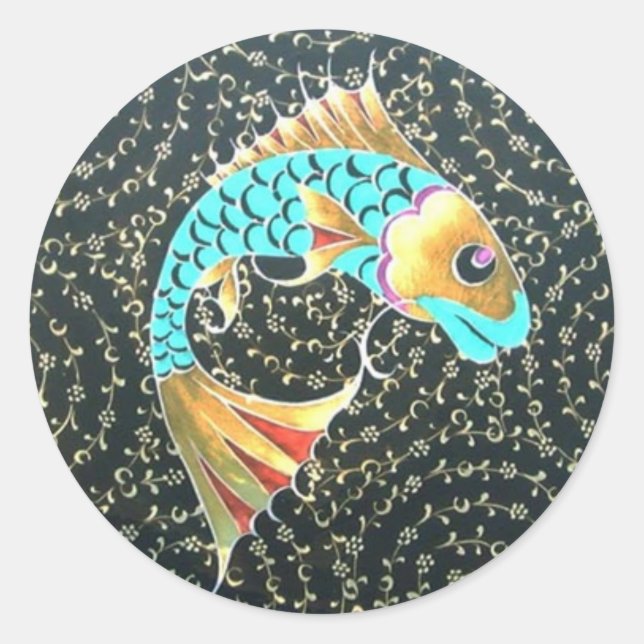 Pegatina Redonda Símbolo de buena fortuna de Amulet afortunado (Anverso)