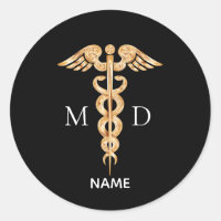 Símbolo de Caduceo Dorado y Monograma de Médico C