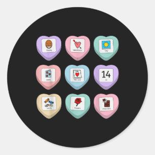 Pegatina Redonda Símbolo de Candy Heart Pcs Profesor de Educación E