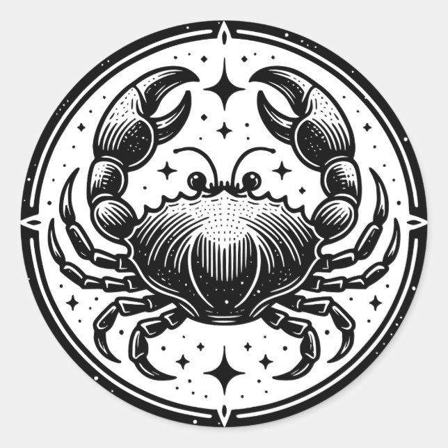 Pegatina Redonda Símbolo de cangrejo de cáncer de Rótulo de horósco (Anverso)