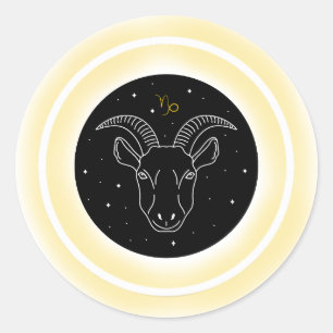 Pegatina Redonda Símbolo de Capricornio – Emblema Mínimo de Astrolo