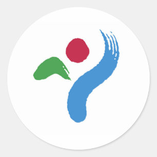 Pegatina Redonda Símbolo de corea de la bandera de la ciudad de Seú