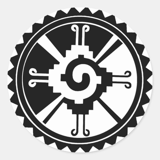 Pegatina Redonda Símbolo de deidad maya Hunab Ku (Anverso)