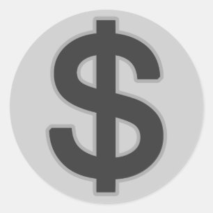 Pegatina Redonda símbolo de dinero gráfico de b&w