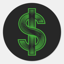 Pegatina Redonda Símbolo de dinero signo de dólar