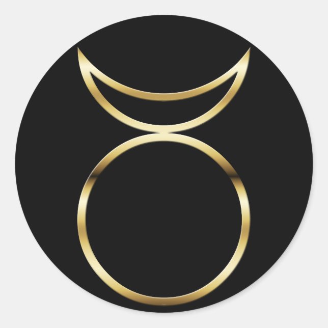 Pegatina Redonda Símbolo de Dios del cuerno de Pagan caído (Anverso)