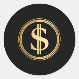 Pegatina Redonda Símbolo de dólar de oro D.o.g.e. 4 de julio