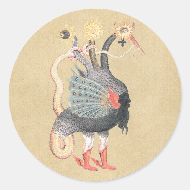 Pegatina Redonda Símbolo de dragón de alquimia (Anverso)