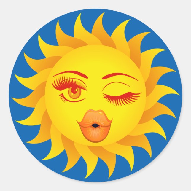 Pegatina Redonda Símbolo de emoji de Sun (Anverso)