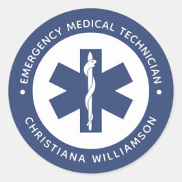 Pegatina Redonda Símbolo de EMT personalizado Técnico Médico de Eme