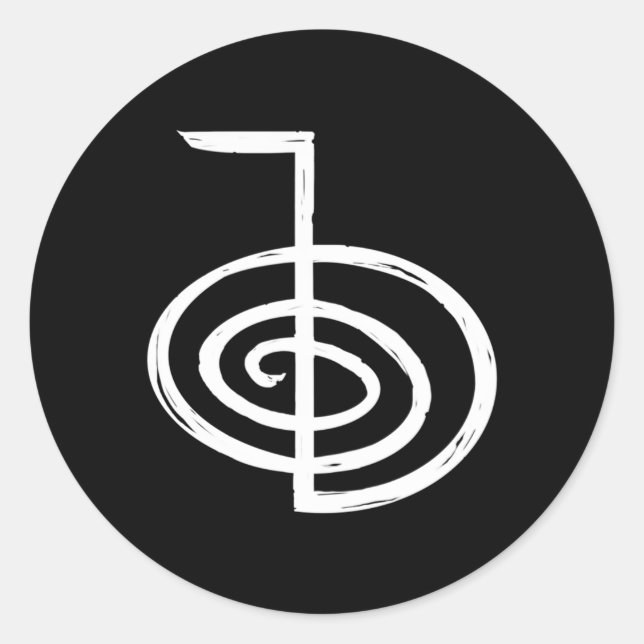 Pegatina Redonda Símbolo de energía potente de Reiki para o (Anverso)