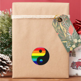 Pegatina Redonda Símbolo de equilibrio del orgullo LGBTQ Yin Yang A