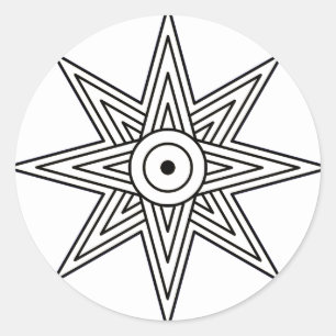 Pegatina Redonda Símbolo de estrella de Ishtar
