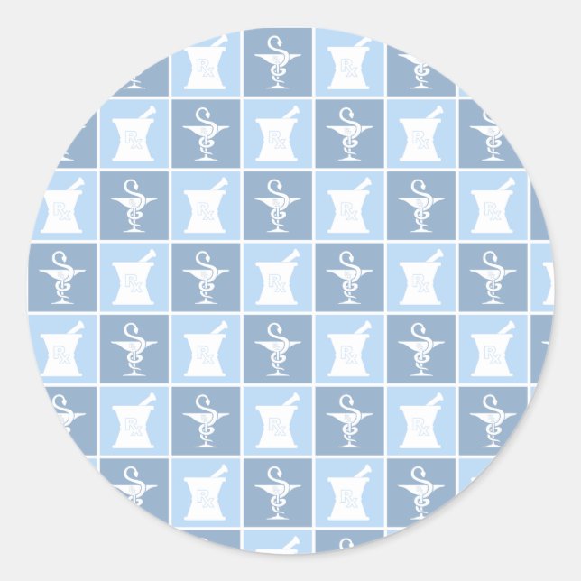 Pegatina Redonda Símbolo de farmacia | Farmacéutico | Pharmacy Tech (Anverso)