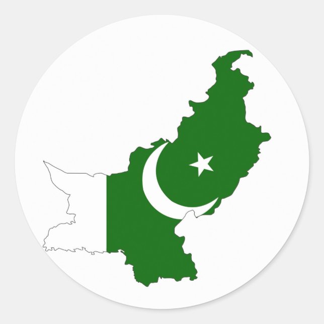 Pegatina Redonda símbolo de forma del mapa de bandera de pakistán (Anverso)