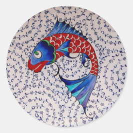 Pegatina Redonda Símbolo de fortuna Buena suerte Koi Fish