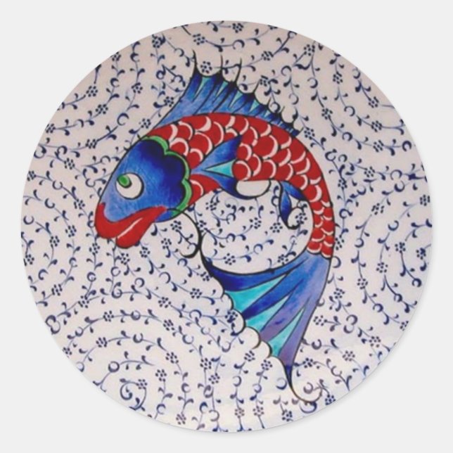 Pegatina Redonda Símbolo de fortuna Buena suerte Koi Fish (Anverso)