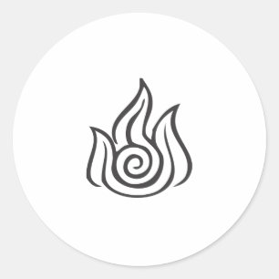 Pegatina Redonda Símbolo de fuego