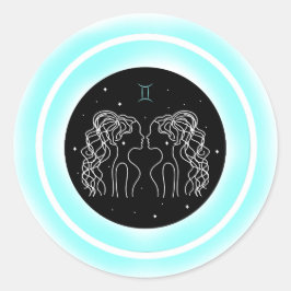Pegatina Redonda Símbolo de Géminis – Emblema de astrología minimal
