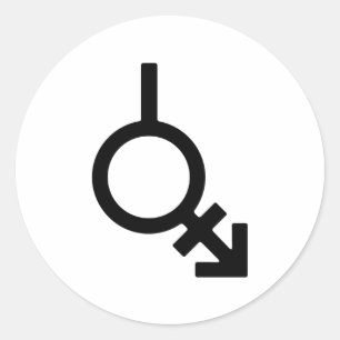 Pegatina Redonda Símbolo de género Bigender Andrógino y Neutrois