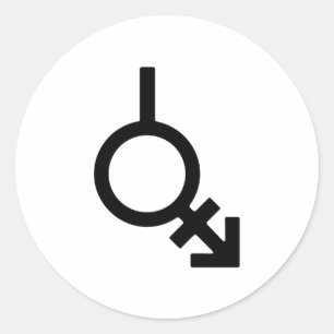 Pegatina Redonda Símbolo de género Bigender Andrógino y Neutrois