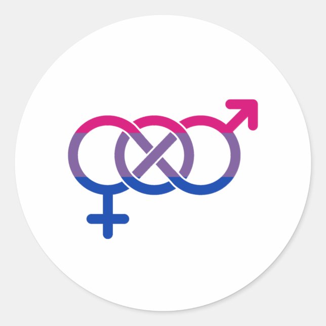 Pegatina Redonda Símbolo de género bisexual (Anverso)
