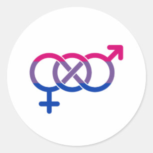 Pegatina Redonda Símbolo de género bisexual