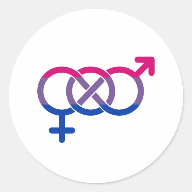 Pegatina Redonda Símbolo de género bisexual (Anverso)