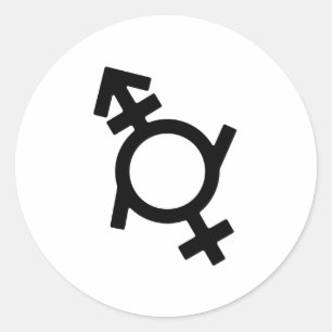 Pegatina Redonda Símbolo de género femenino andrógino genderfluid