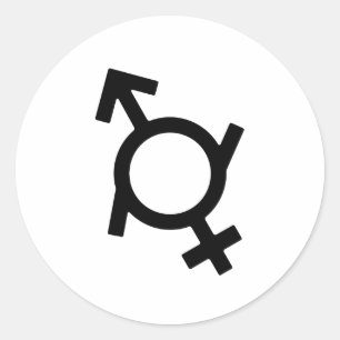 Pegatina Redonda Símbolo de género femenino y masculino fluido