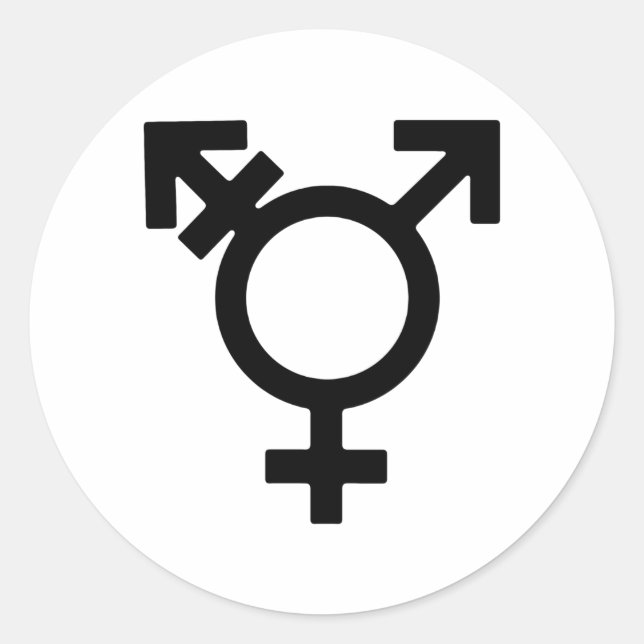 Pegatina Redonda Símbolo de Género Transgénero (Anverso)