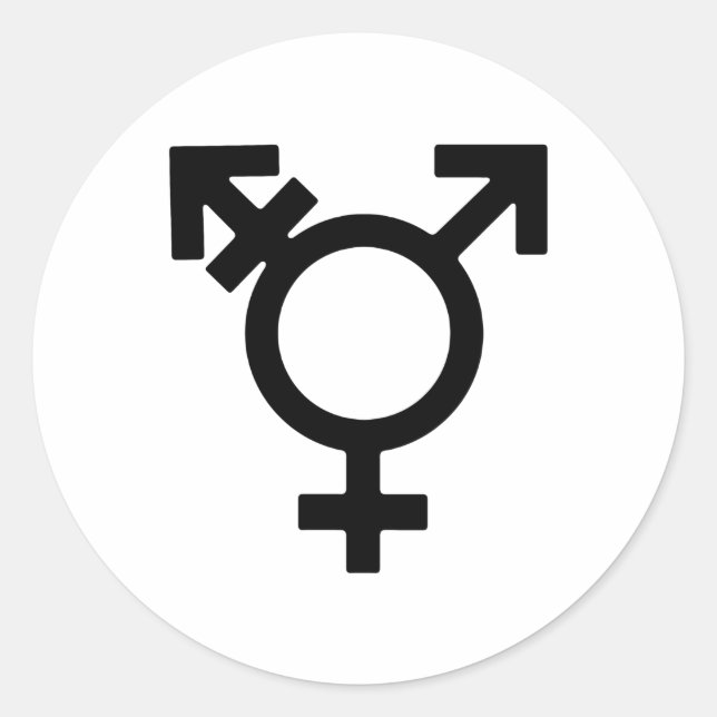 Pegatina Redonda Símbolo de Género Transgénero (Anverso)