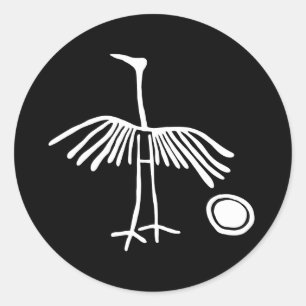 Pegatina Redonda símbolo de geoglífico de idol de ave antigua petro