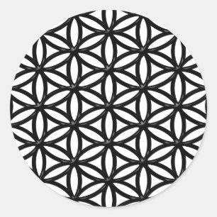 Pegatina Redonda Símbolo de geometría sagrada (negro) Flor de vida