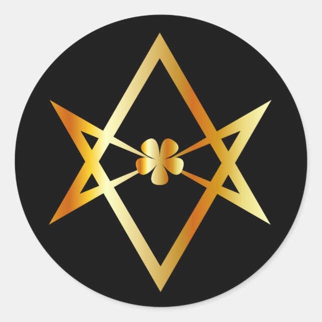 Pegatina Redonda Símbolo de hexagrama de Unicursal (Anverso)