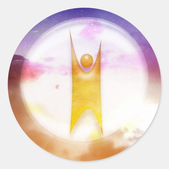 Pegatina Redonda Símbolo de humanismo (Anverso)