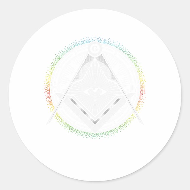 Pegatina Redonda Símbolo de Illuminati Triángulo Masónico Conspirac (Anverso)