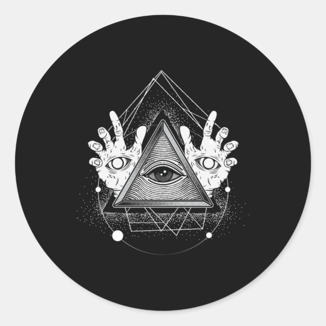 Pegatina Redonda Símbolo de Illuminati Triángulo Masónico Pirámide  (Anverso)
