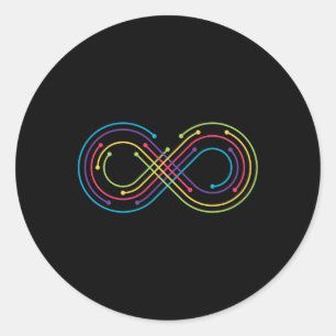 Pegatina Redonda Símbolo de infinito arcoiris orgullo autismo conci